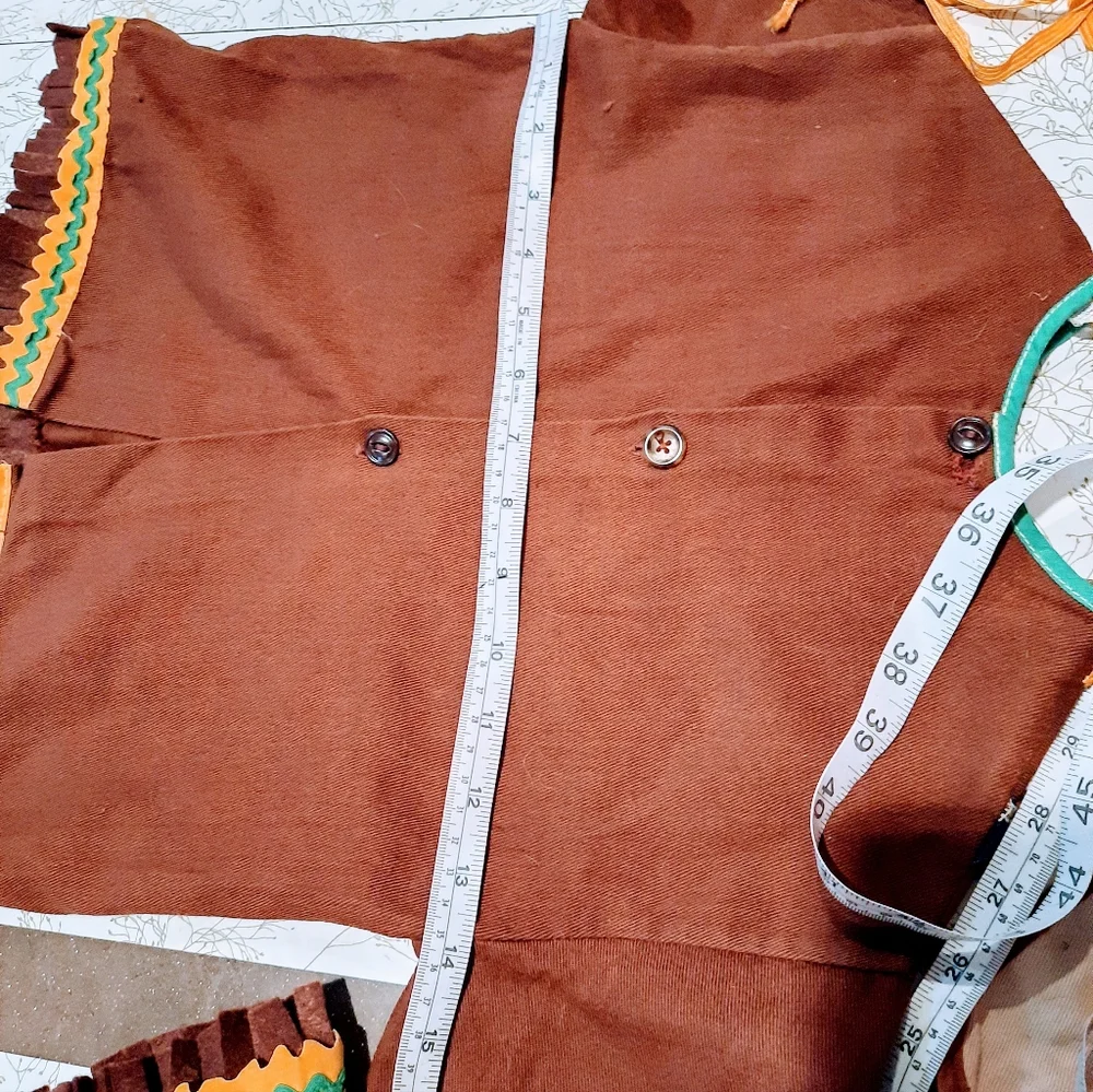 Vtg 50s child S Indian fringed shirt & headdress Cosplay